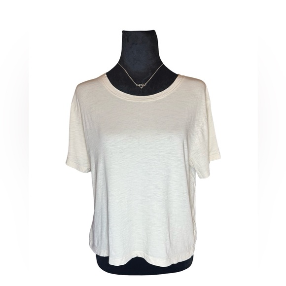 Athleta White Effortless Crop Tee L Slight Stains - Picture 1 of 6